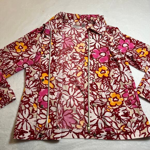 Zenergy by Chico's Floral Print Full Zip Jacket Size Large/12 Maximalist - Picture 5 of 10